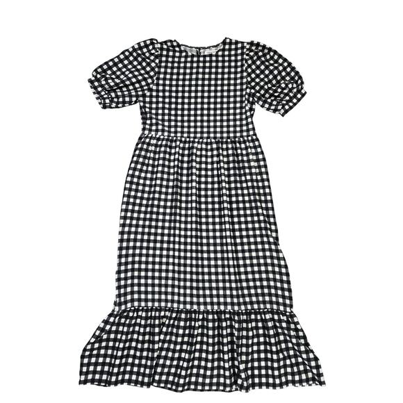 Urban Bliss Wom 8 Short Sleeve Plaid Ruffle Tier Midi Dress Cottagecore Prairie - Picture 2 of 13